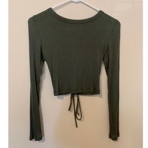 Forever 21 green lace up crop top
